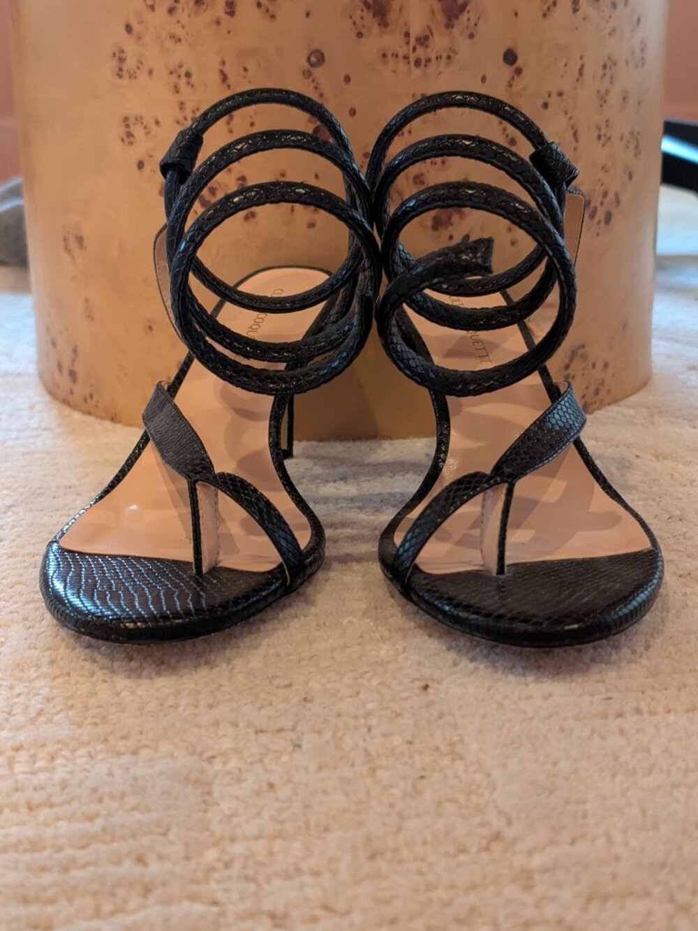 Cult Of Coquette Snake Texture Black Spiral Heel Size 11